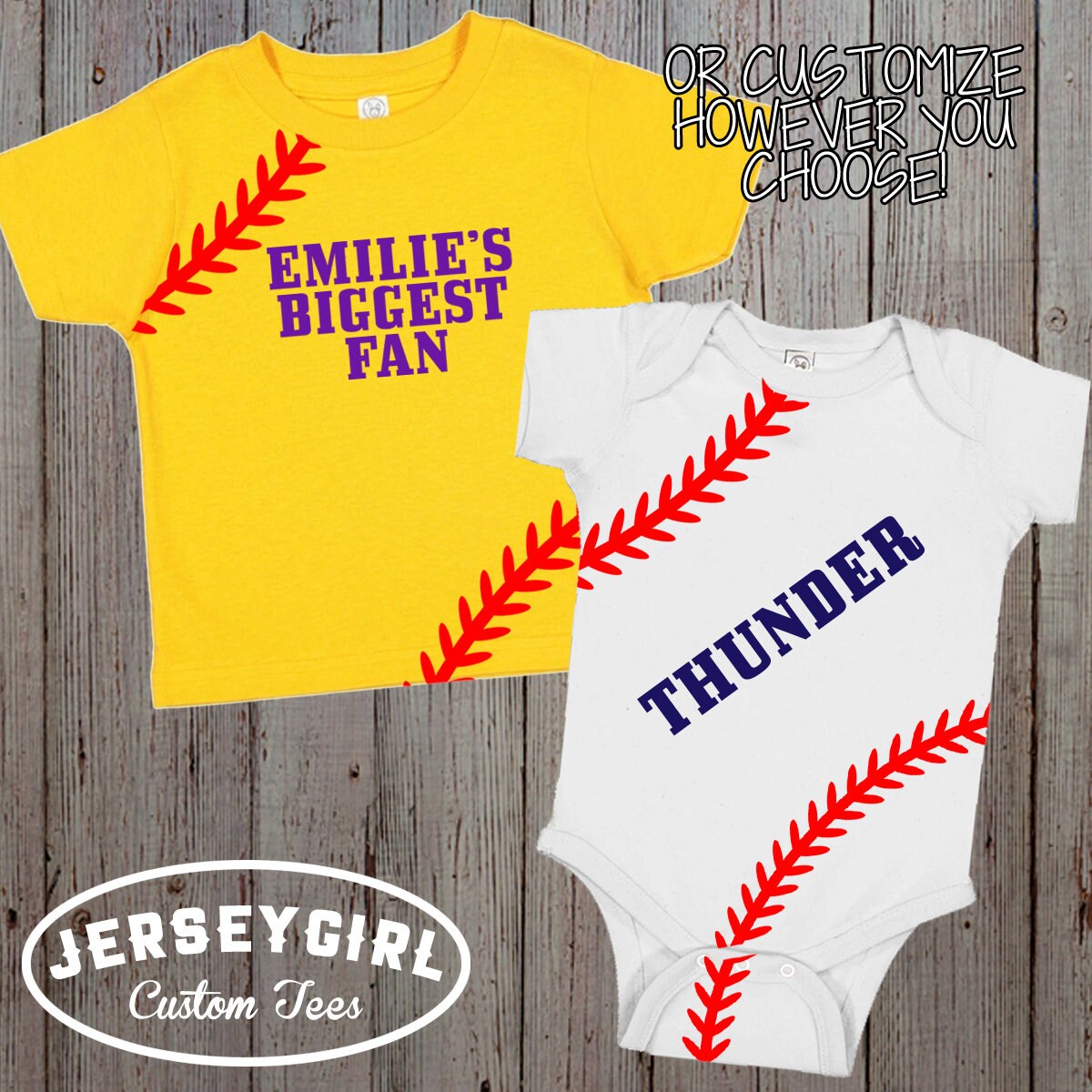 baseball laces baby bodysuit / toddler shirt