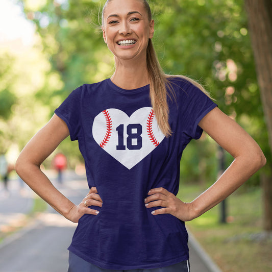baseball heart shirt with number