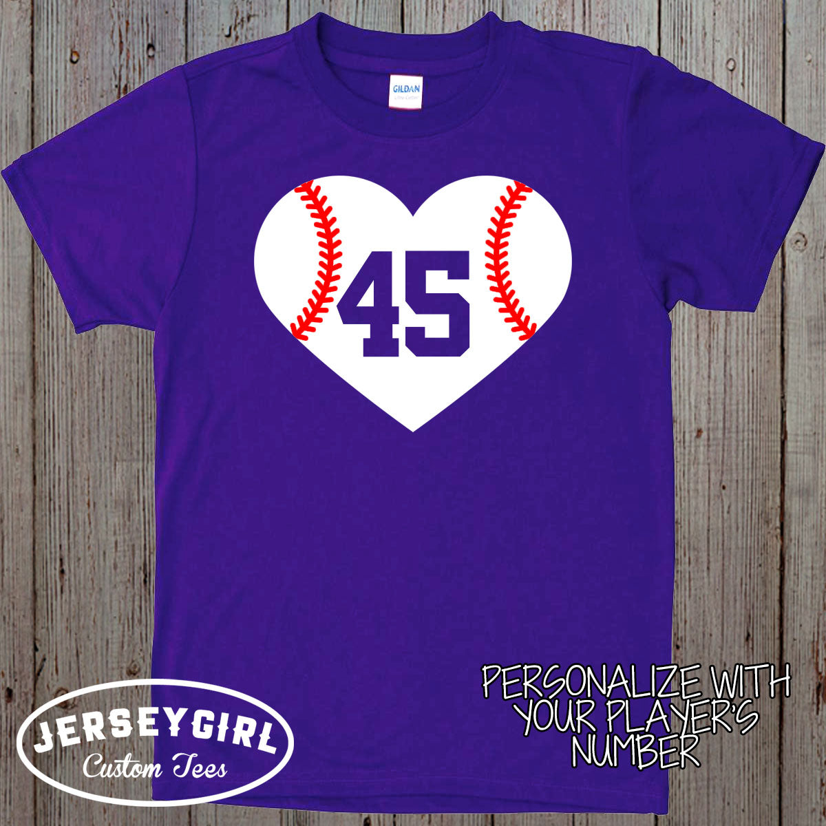 baseball heart shirt with number