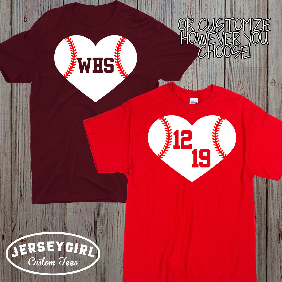 baseball heart shirt with number