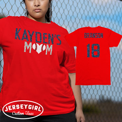 glitter baseball mom shirt with name