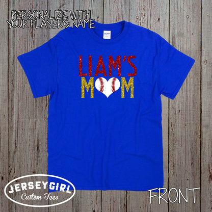 glitter baseball mom shirt with name