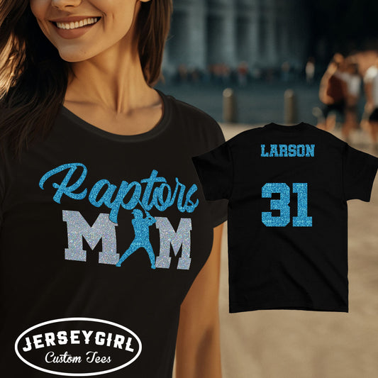 glitter baseball mom shirt with name and number