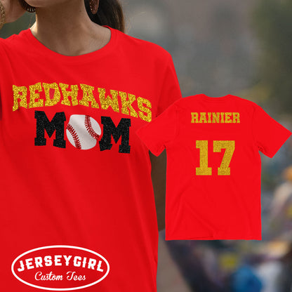 glitter baseball mom shirt with team name