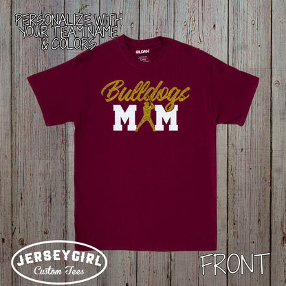 glitter baseball mom shirt with name and number