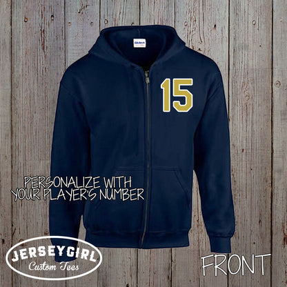 personalized baseball zip up sweatshirt