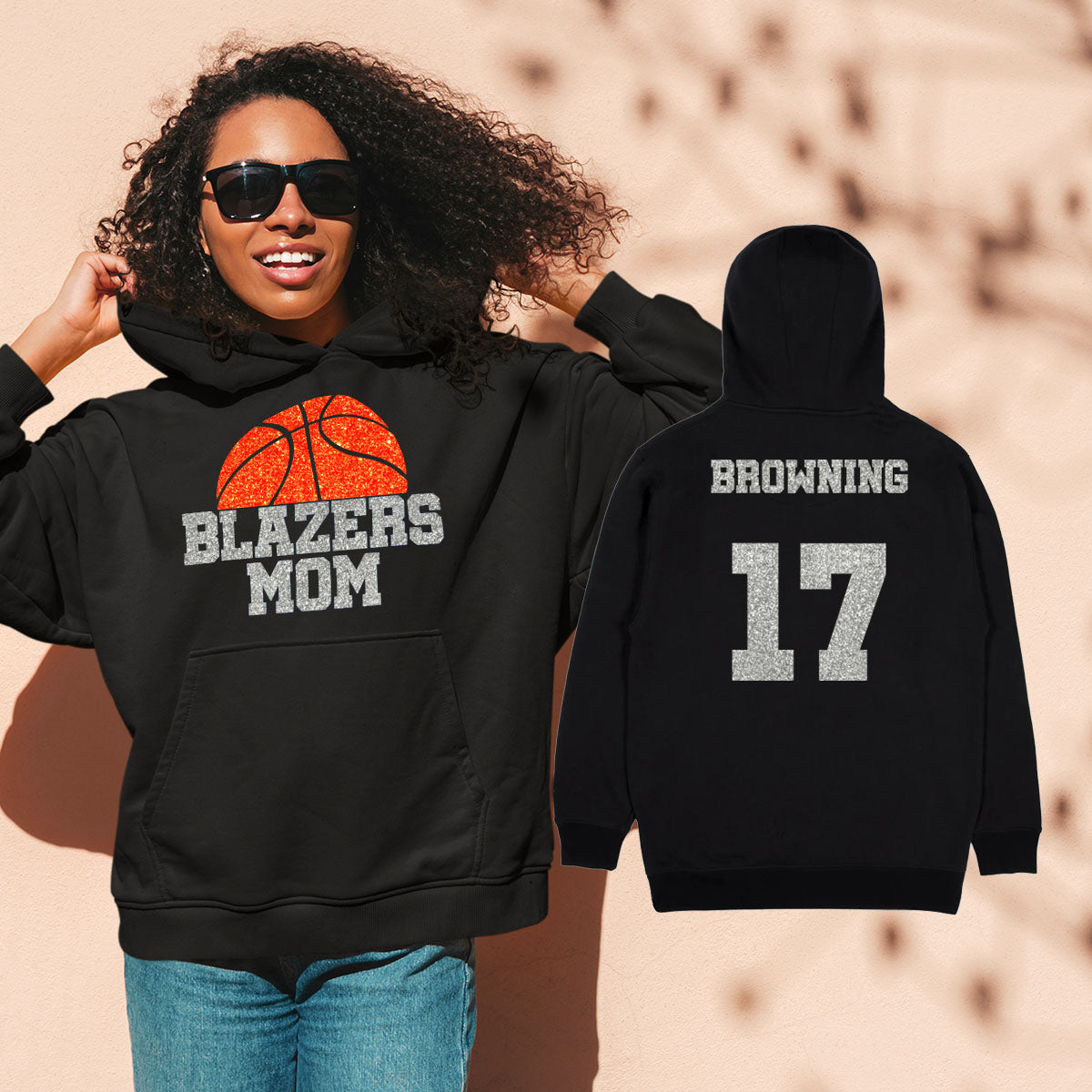 glitter basketball mom hoodie