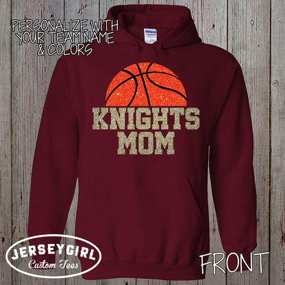 glitter basketball mom hoodie