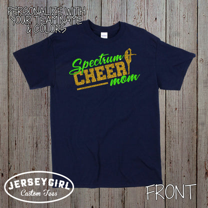 glitter cheer mom shirt with team name