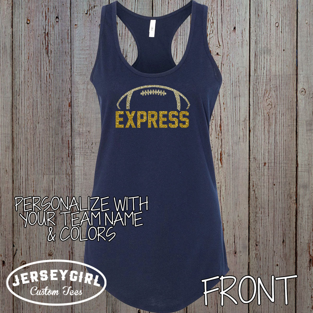 custom glitter football mom tank top