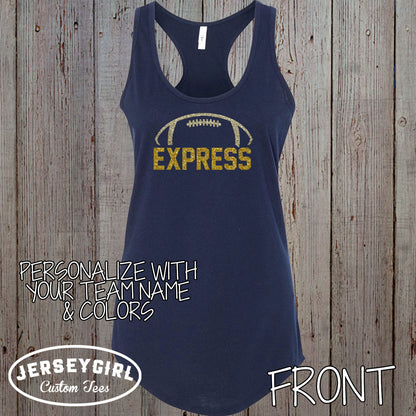 custom glitter football mom tank top