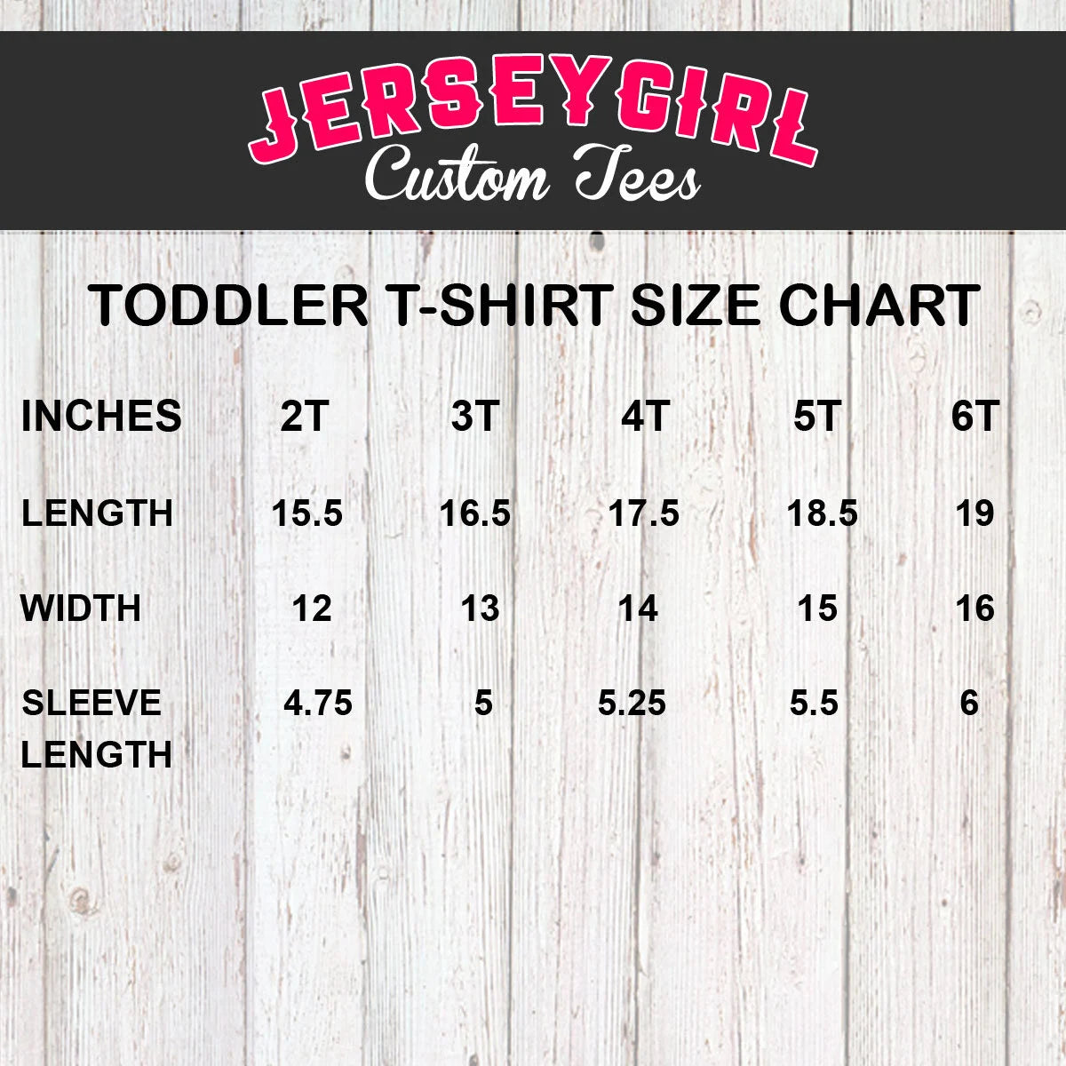 toddler t-shirt size chart