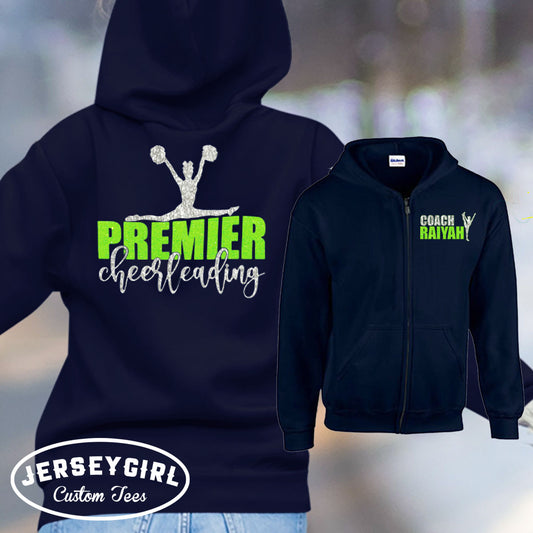 custom cheer coach zip up hoodie