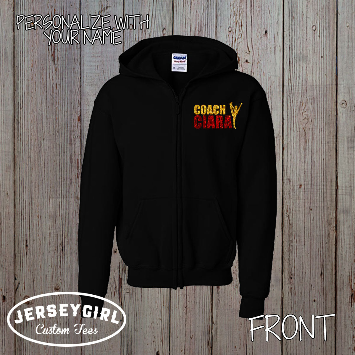 custom cheer coach zip up hoodie