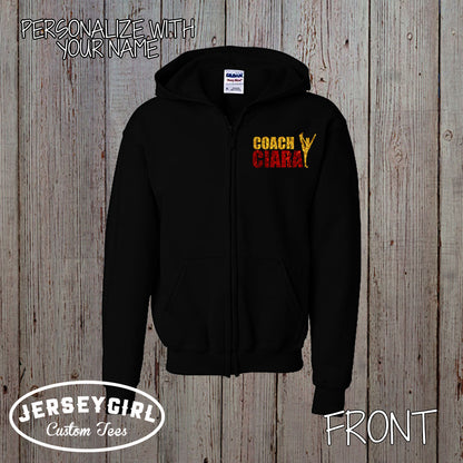 custom cheer coach zip up hoodie
