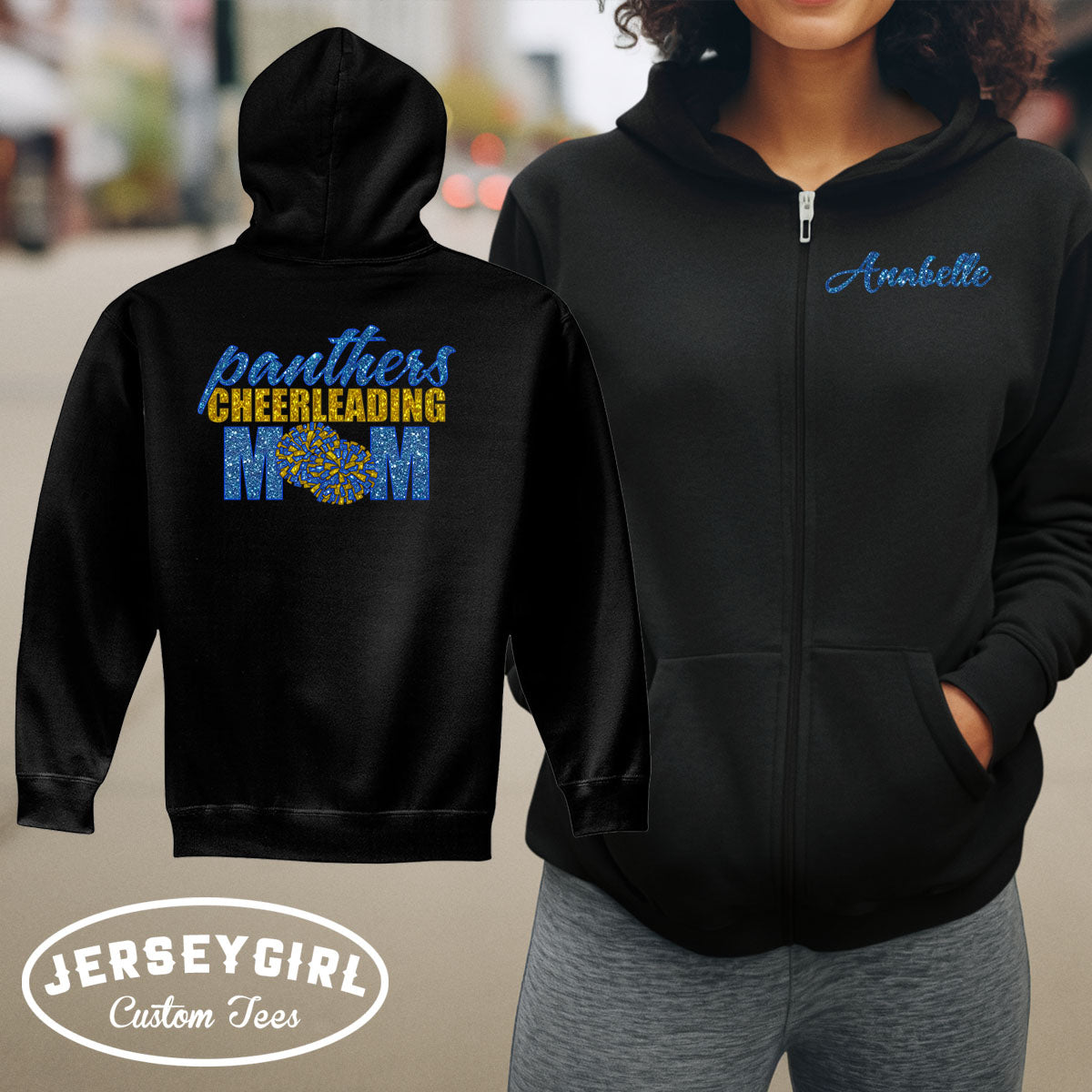 custom cheer mom zip up hoodie