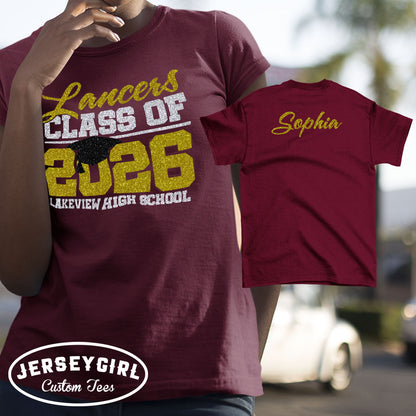 glitter Class of 2026 shirts