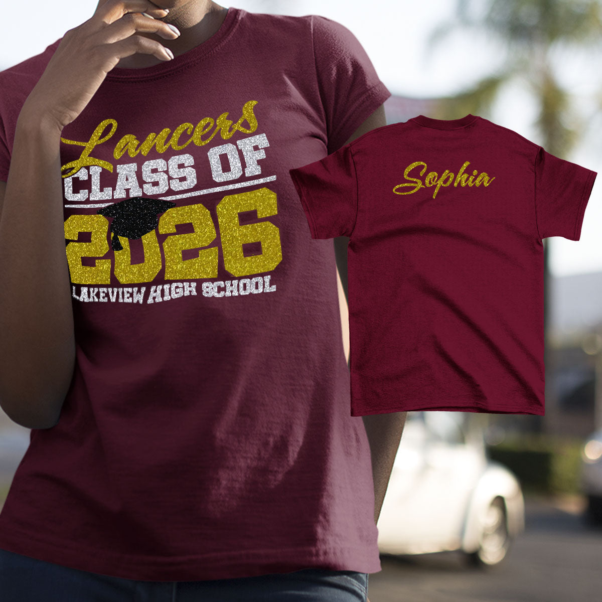 glitter Class of 2026 shirts