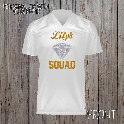 custom bride squad bachelorette football jersey
