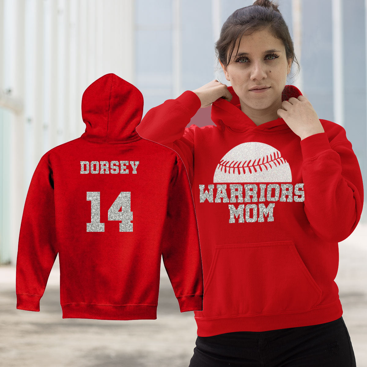 glitter baseball mom hoodie