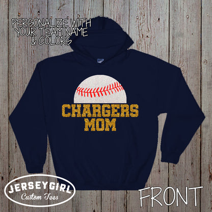 glitter baseball mom hoodie
