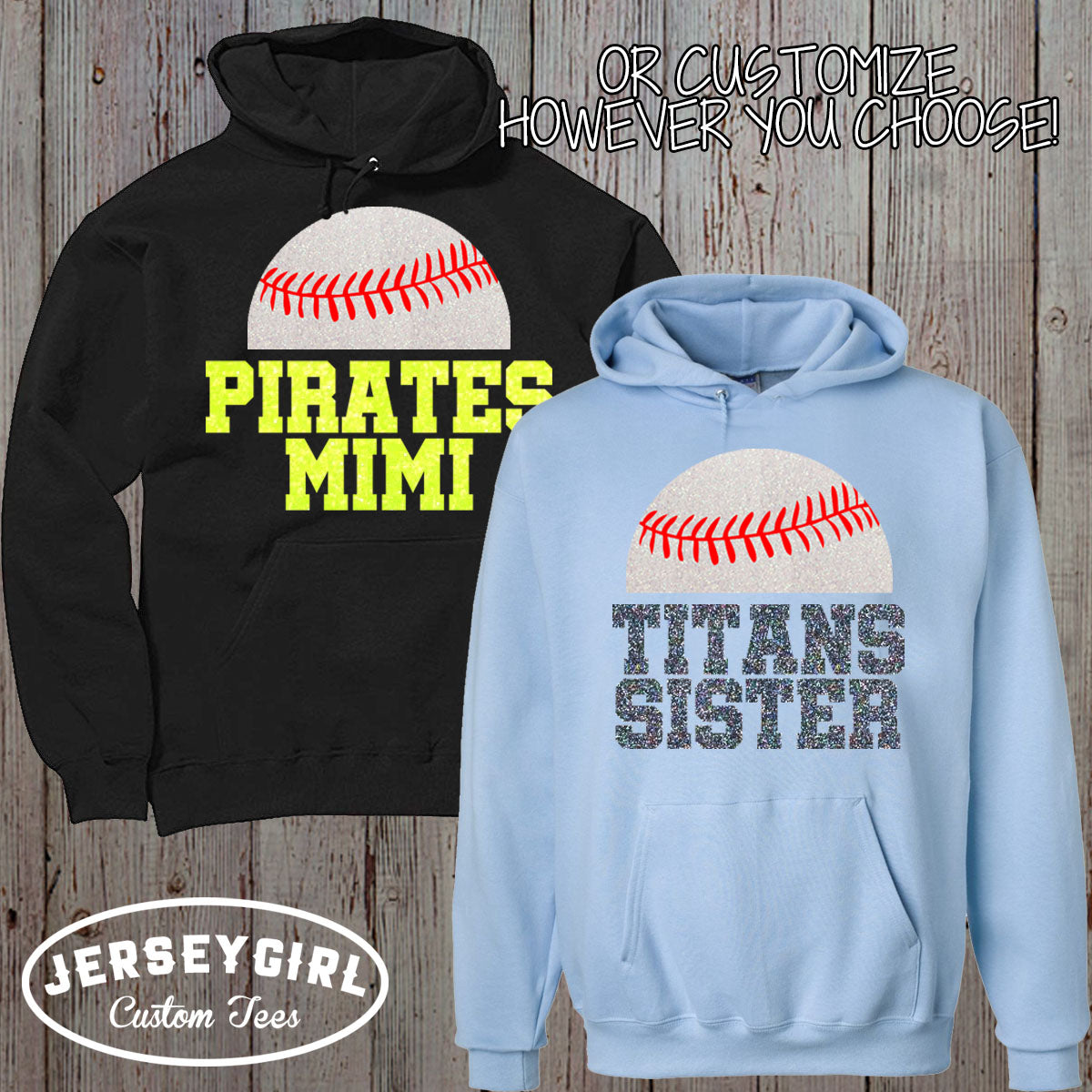 glitter baseball mom hoodie