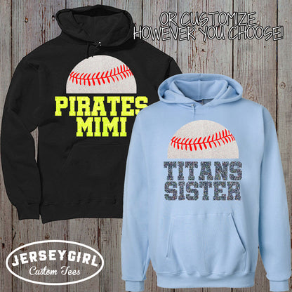 glitter baseball mom hoodie