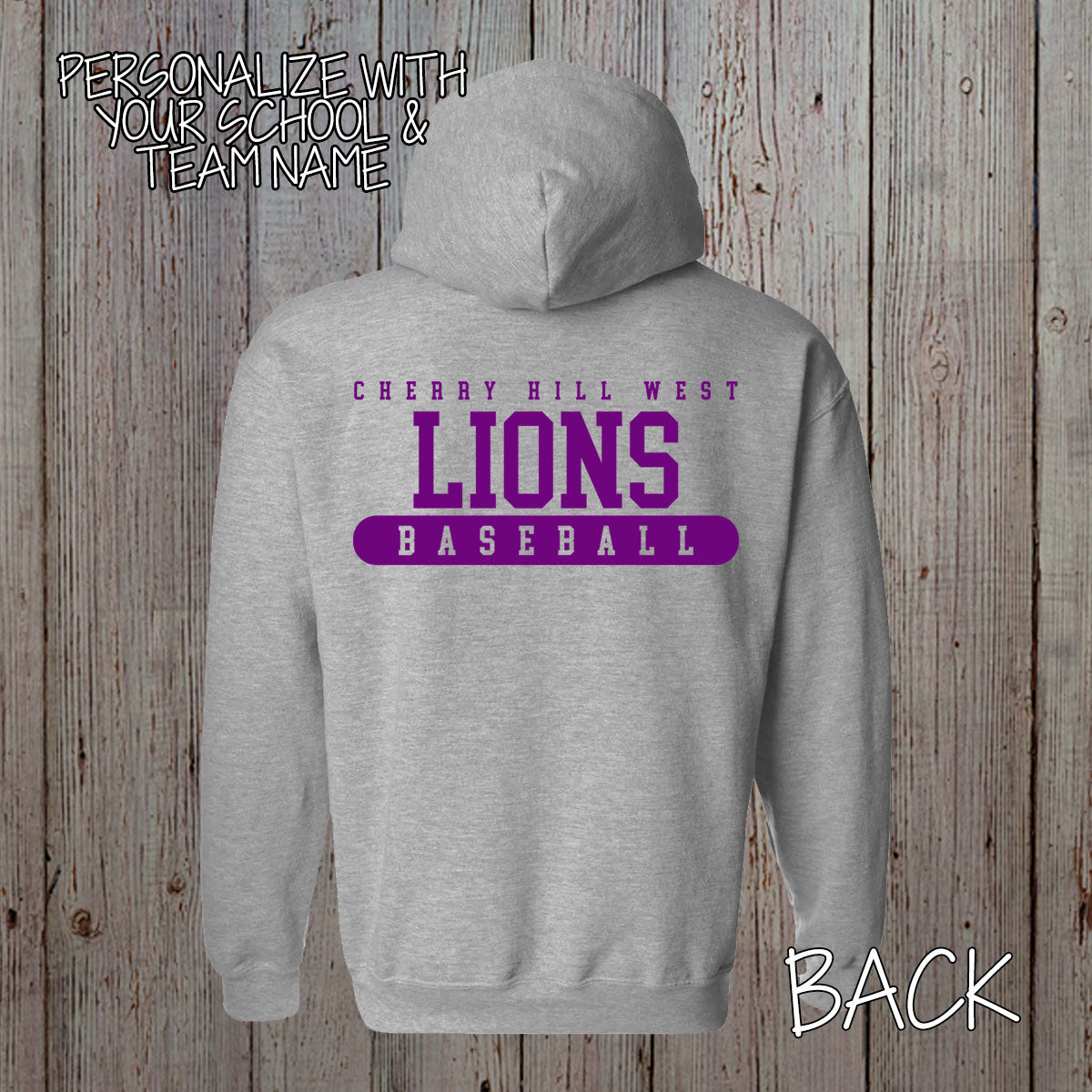 Custom Baseball Team Zip-Up Hoodie with Team Name, Name & Number