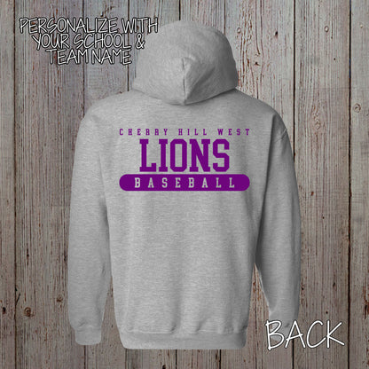 Custom Baseball Team Zip-Up Hoodie with Team Name, Name & Number