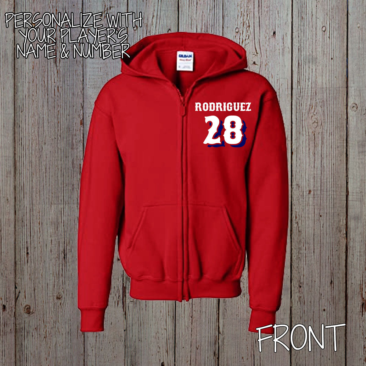 custom baseball zippered hoodie