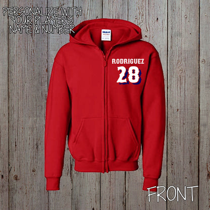 custom baseball zippered hoodie