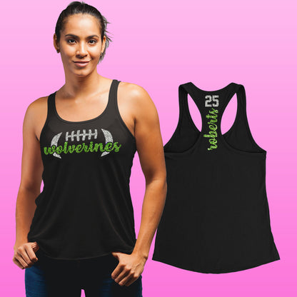 custom glitter football tank top