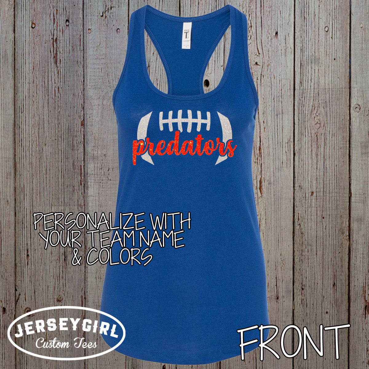custom glitter football tank top