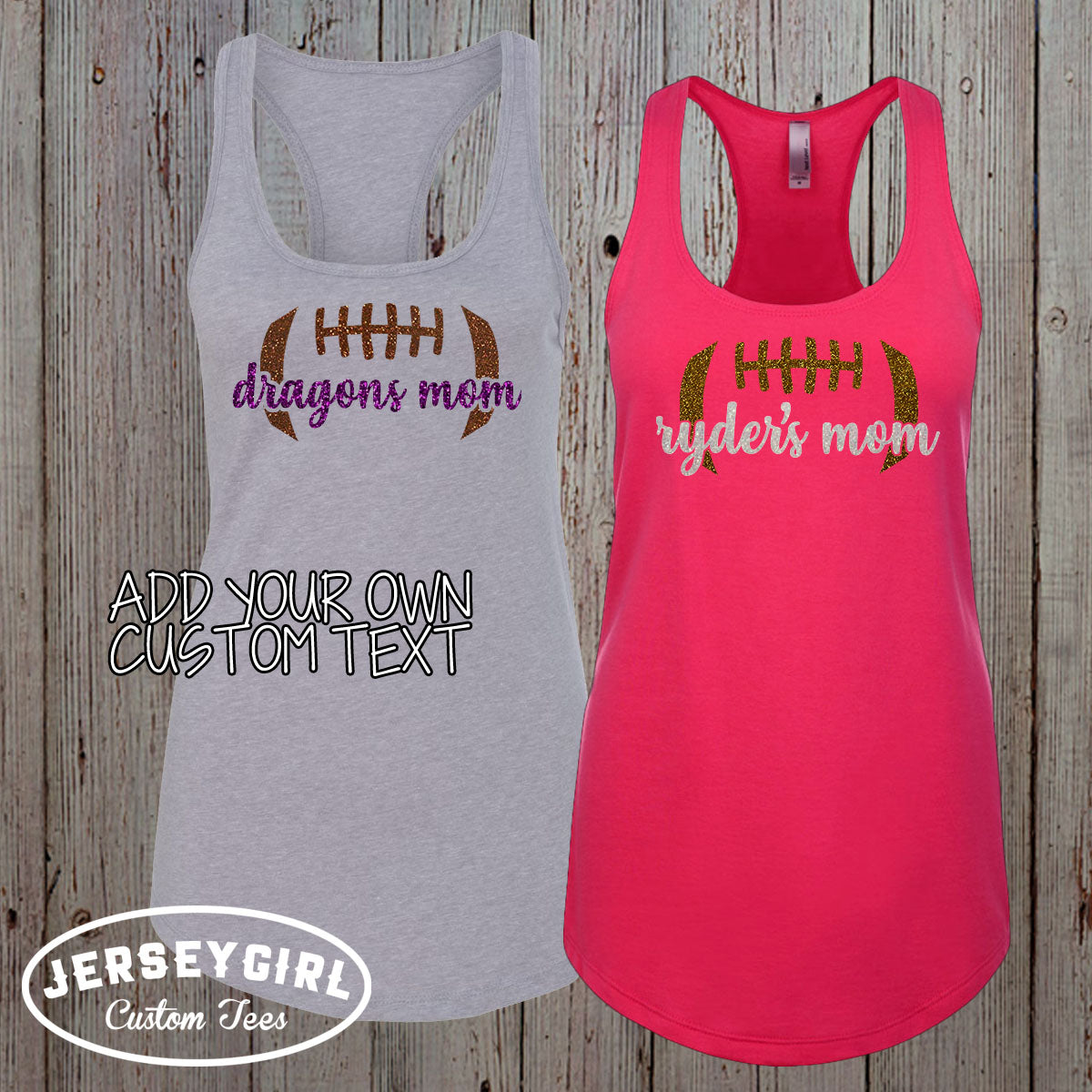 custom glitter football tank top