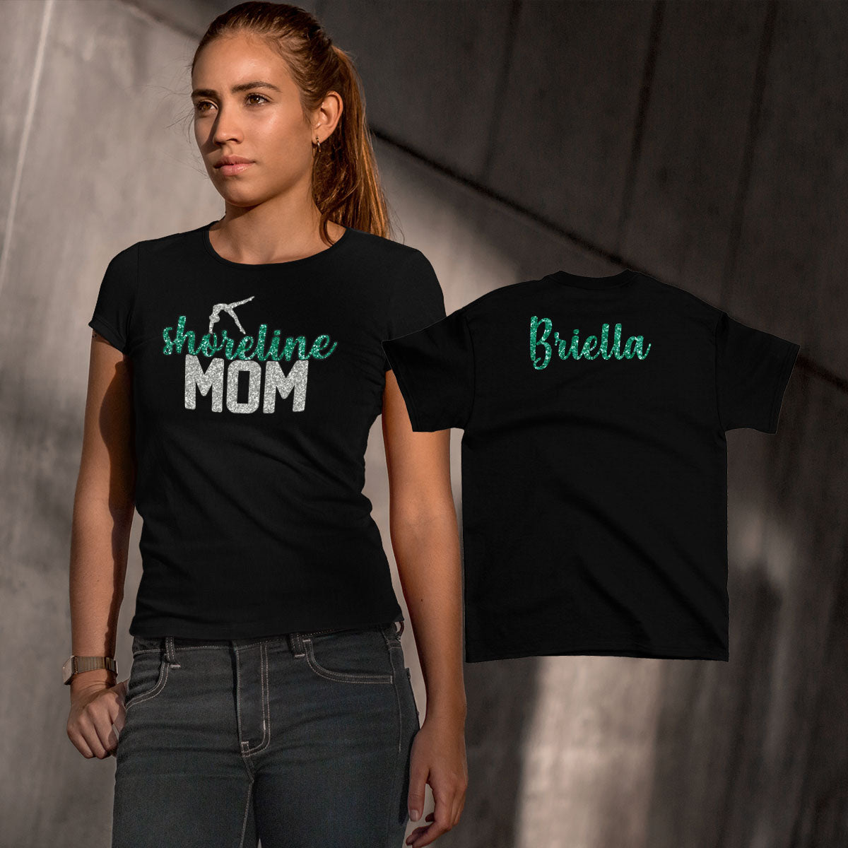custom bling gymnastics mom shirt