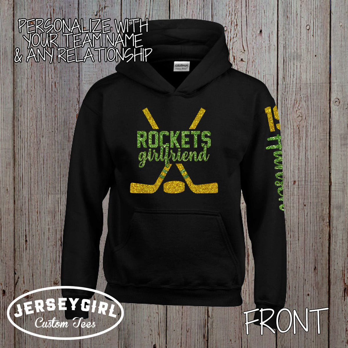 custom glitter hockey mom hoodie
