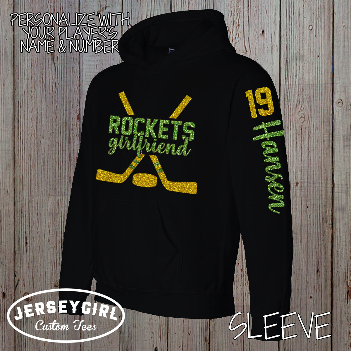 custom glitter hockey mom hoodie