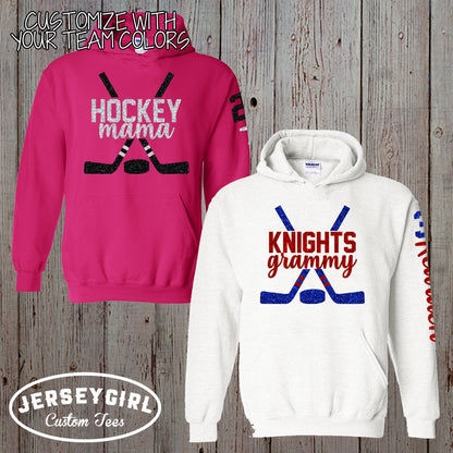 custom glitter hockey mom hoodie