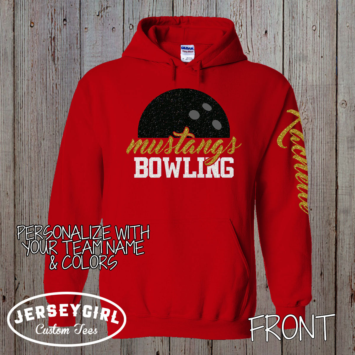 custom glitter bowling sweatshirt