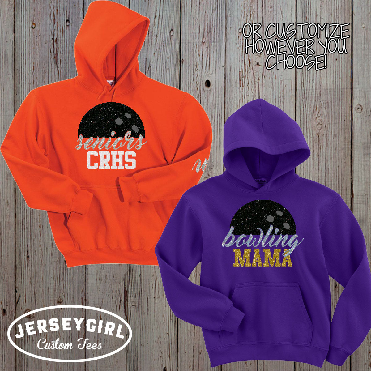 custom glitter bowling sweatshirt