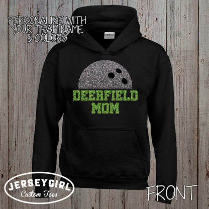 glitter bowling mom hoodie