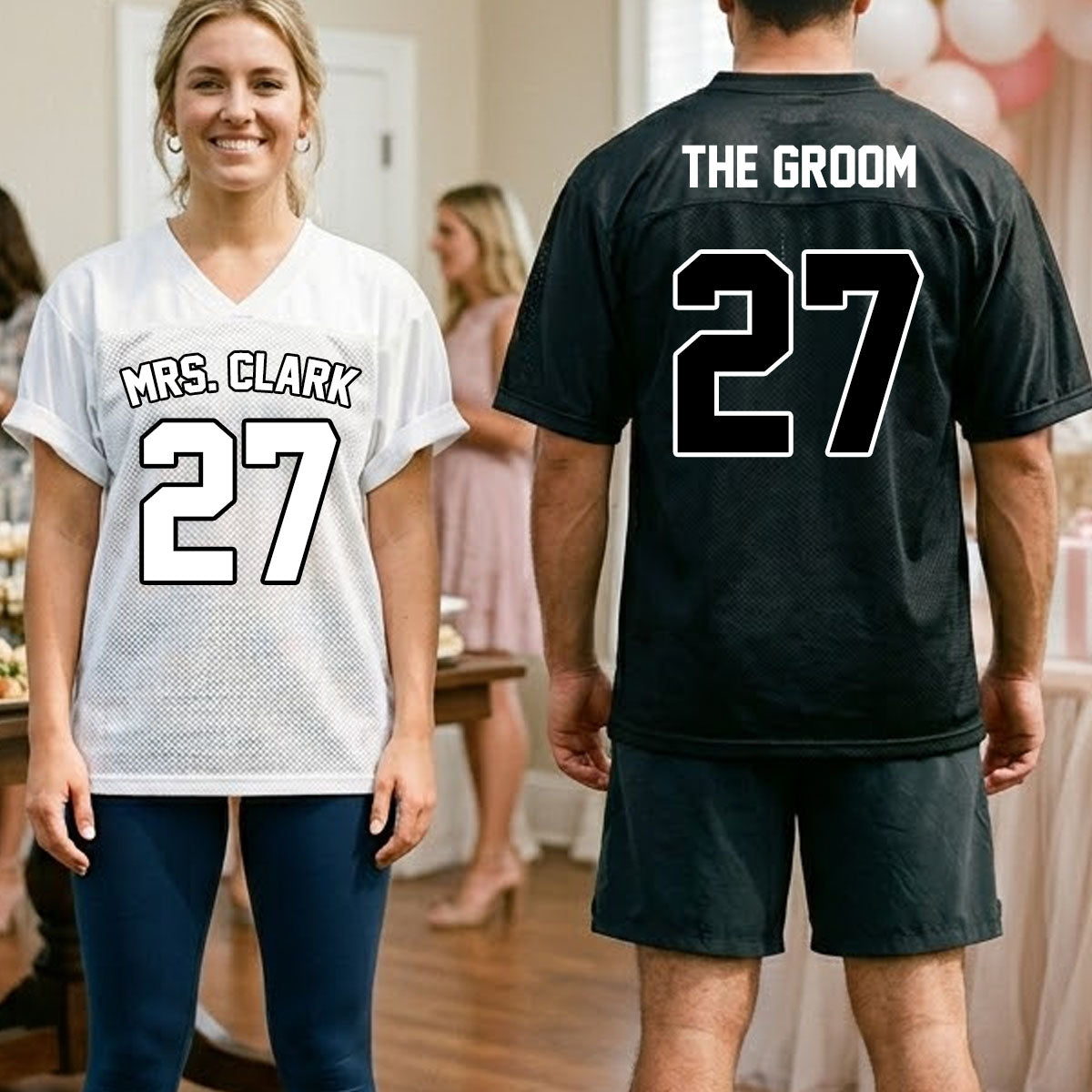 custom bride and groom football jerseys