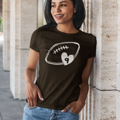 personalized football heart shirt