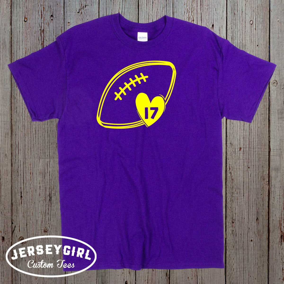 personalized football heart shirt