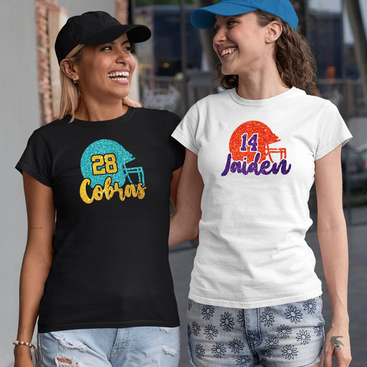 glitter football helmet shirt