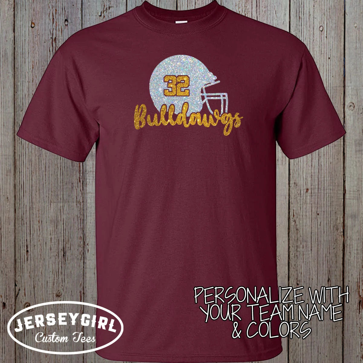 glitter football helmet shirt