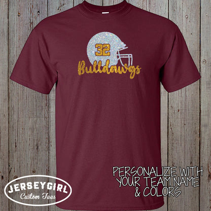 glitter football helmet shirt