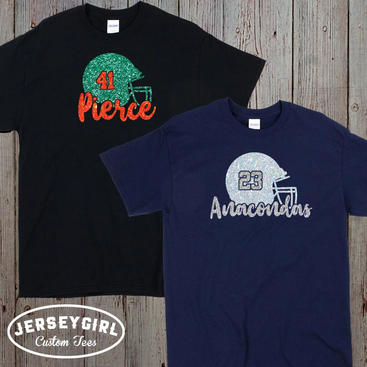 glitter football helmet shirt