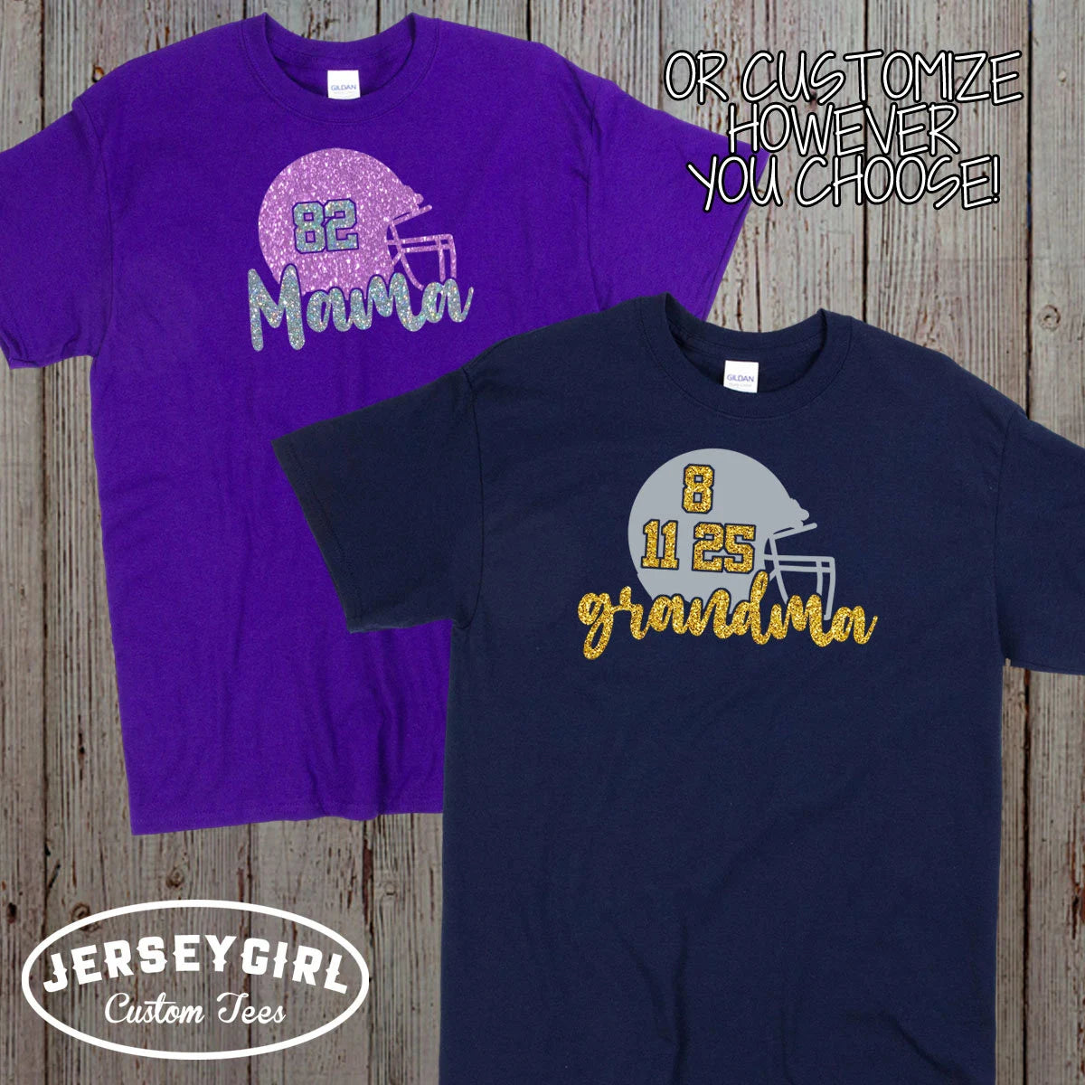 glitter football helmet shirt