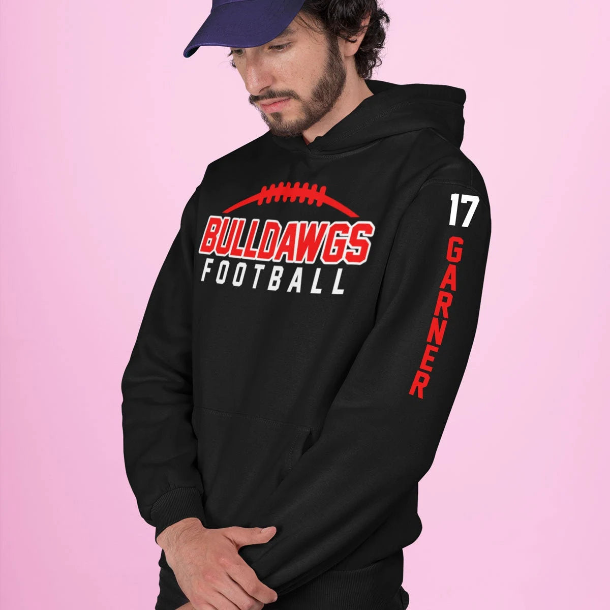 custom football hoodie with name & number